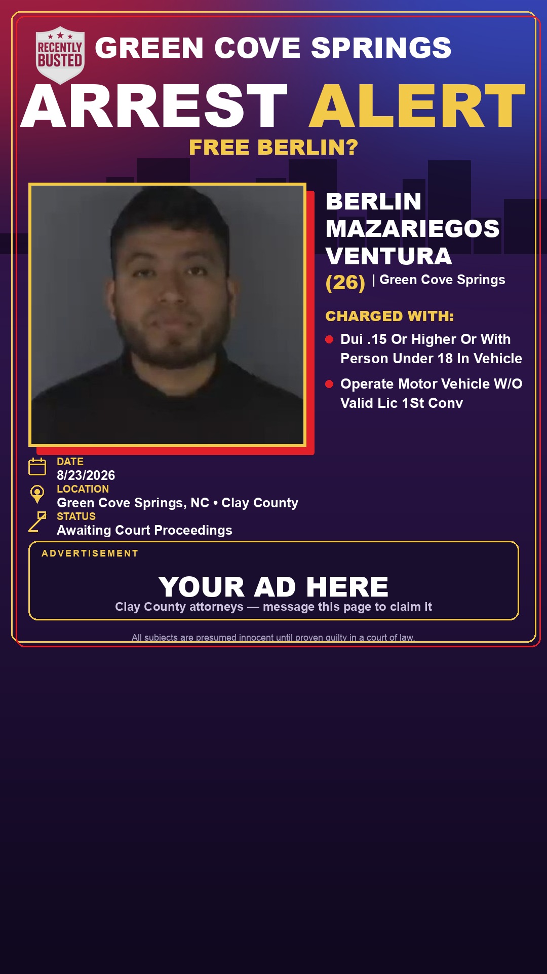 Arrest report - BERLIN MAZARIEGOS VENTURA
