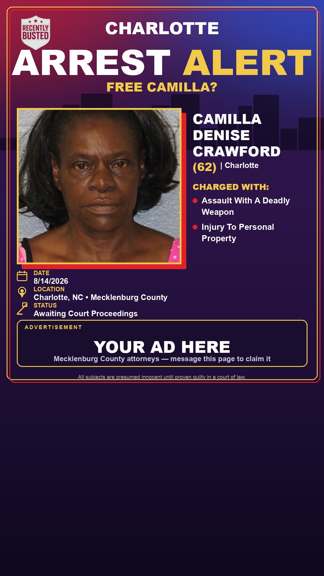 Arrest report - CAMILLA DENISE CRAWFORD