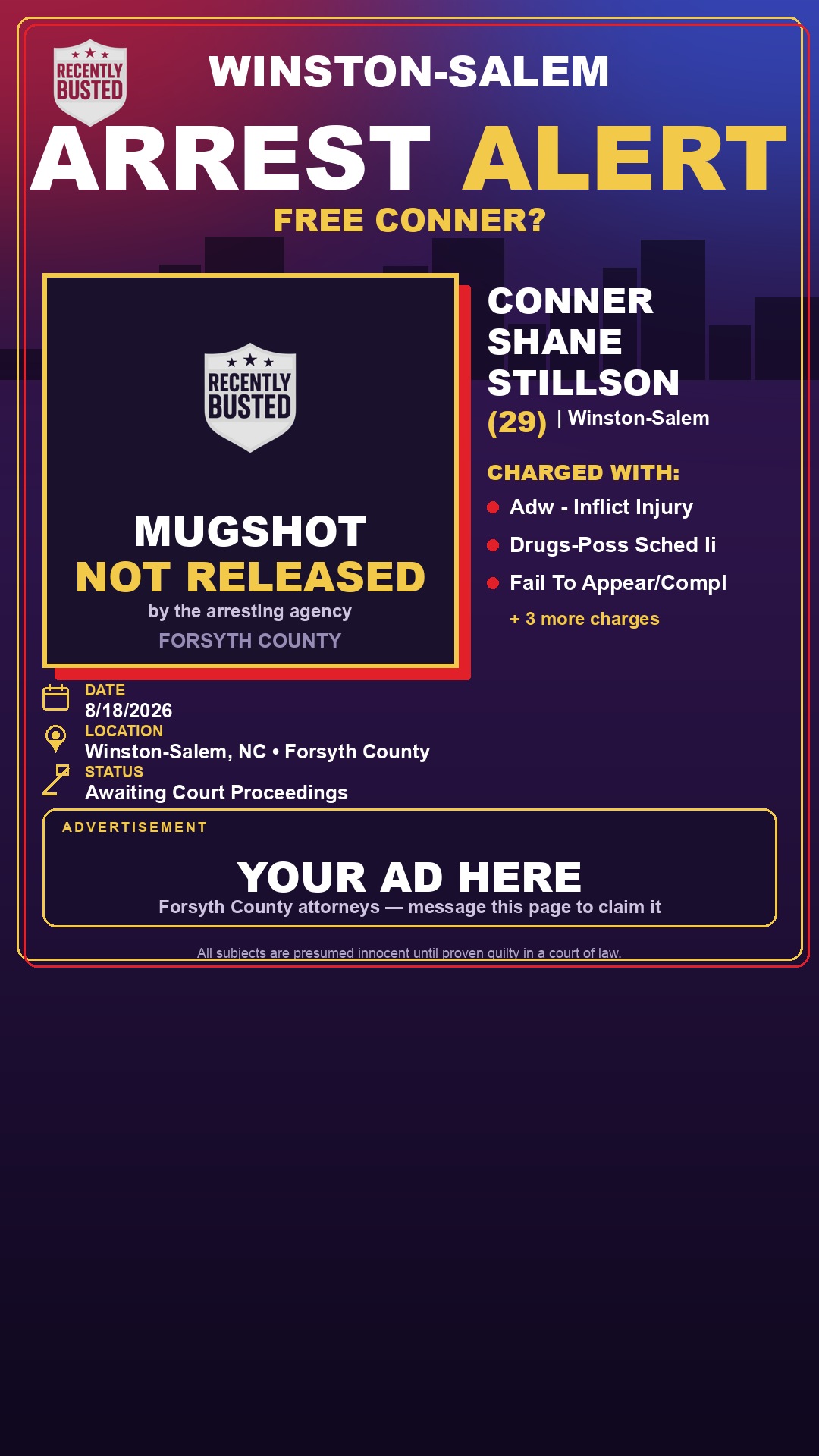 Arrest report - CONNER SHANE STILLSON