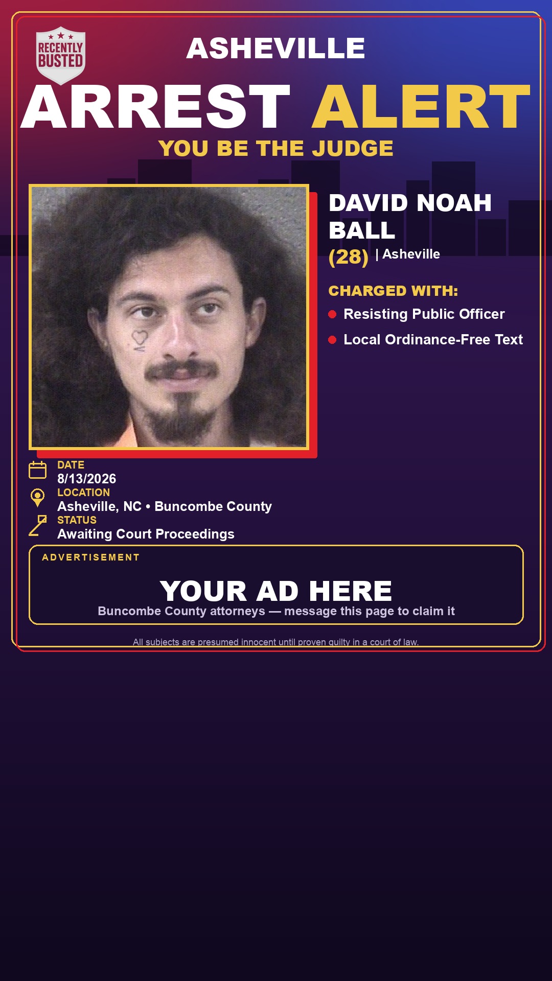 Arrest report - DAVID NOAH BALL