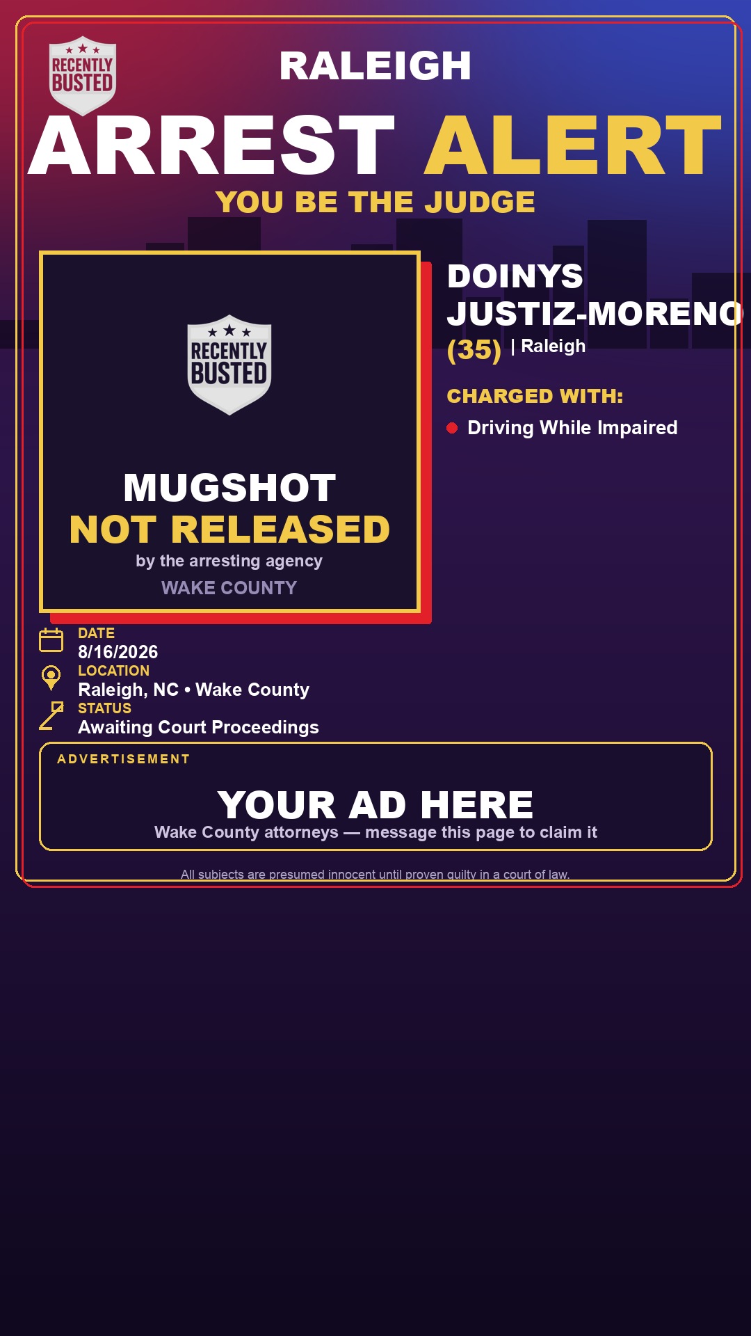 Arrest report - DOINYS JUSTIZ-MORENO