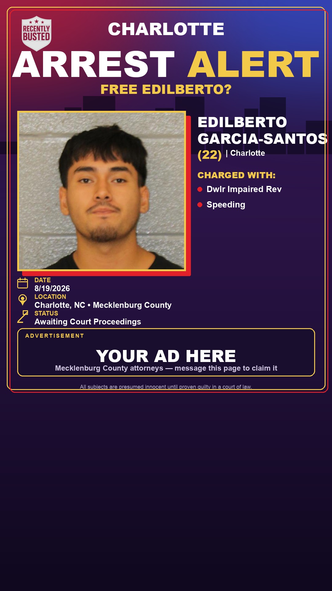 Arrest report - EDILBERTO GARCIA-SANTOS