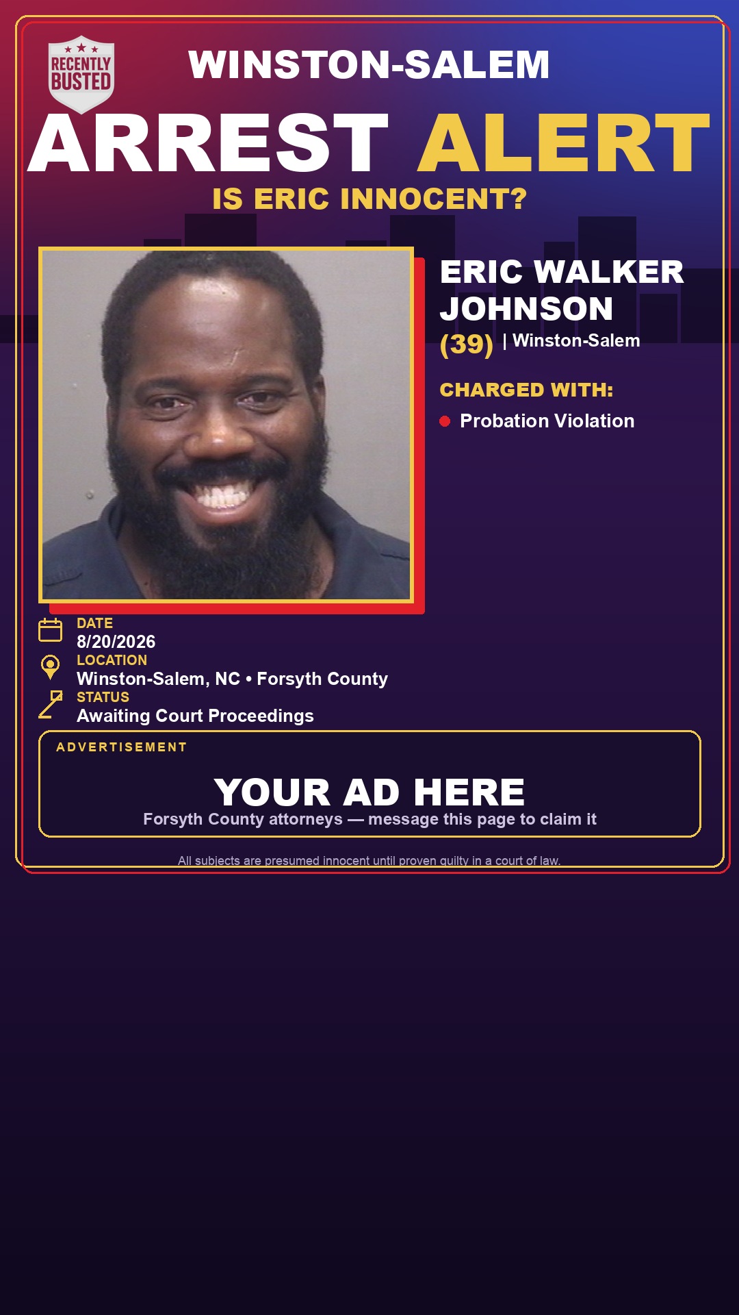 Arrest report - ERIC WALKER JOHNSON