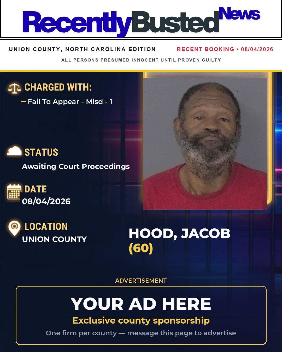 Arrest report - HOOD, JACOB