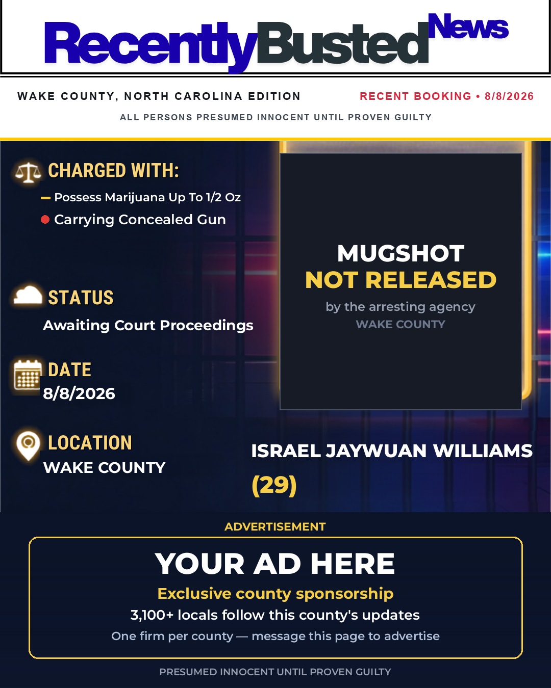 Arrest report - ISRAEL JAYWUAN WILLIAMS