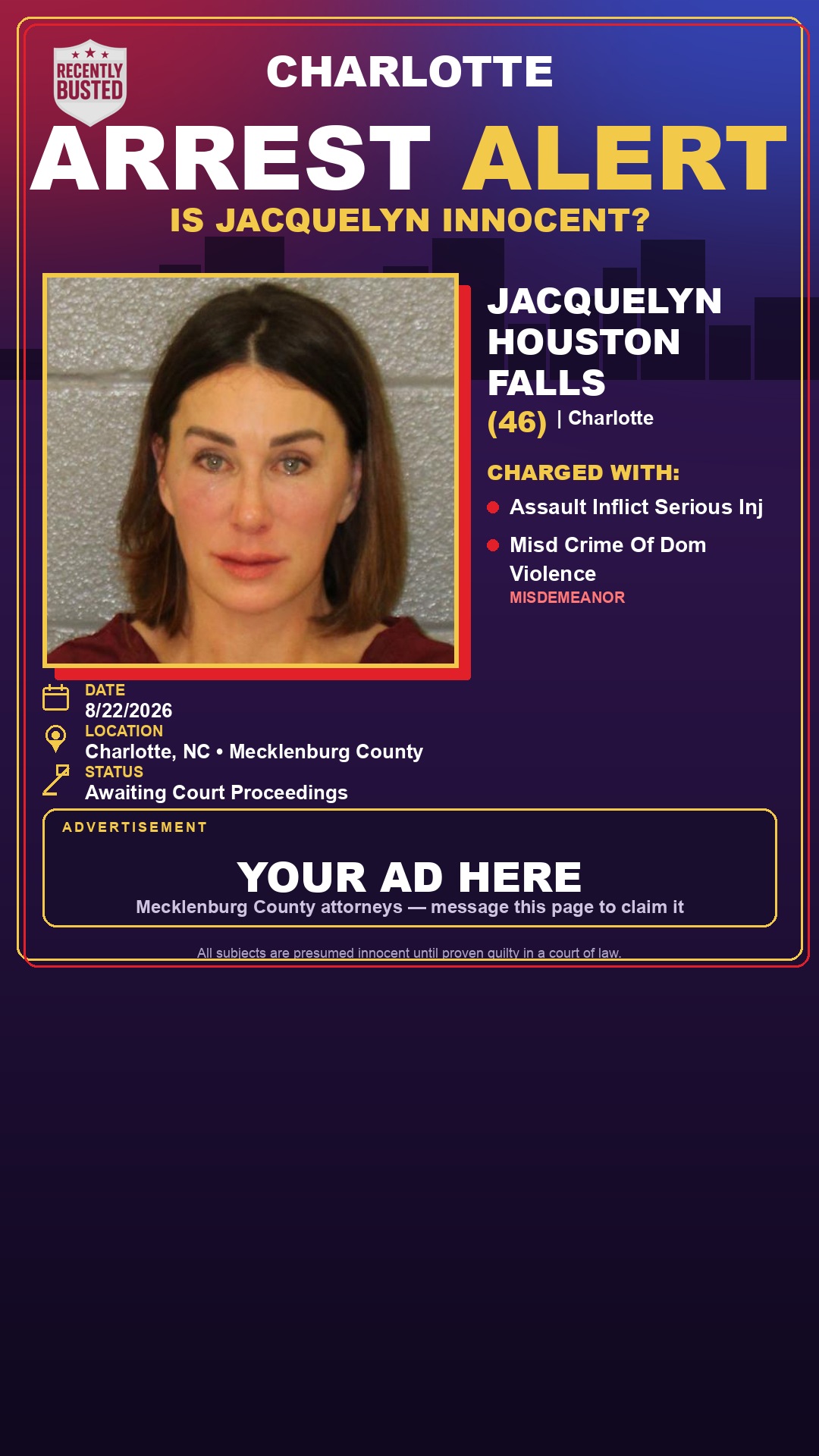 Arrest report - JACQUELYN HOUSTON FALLS