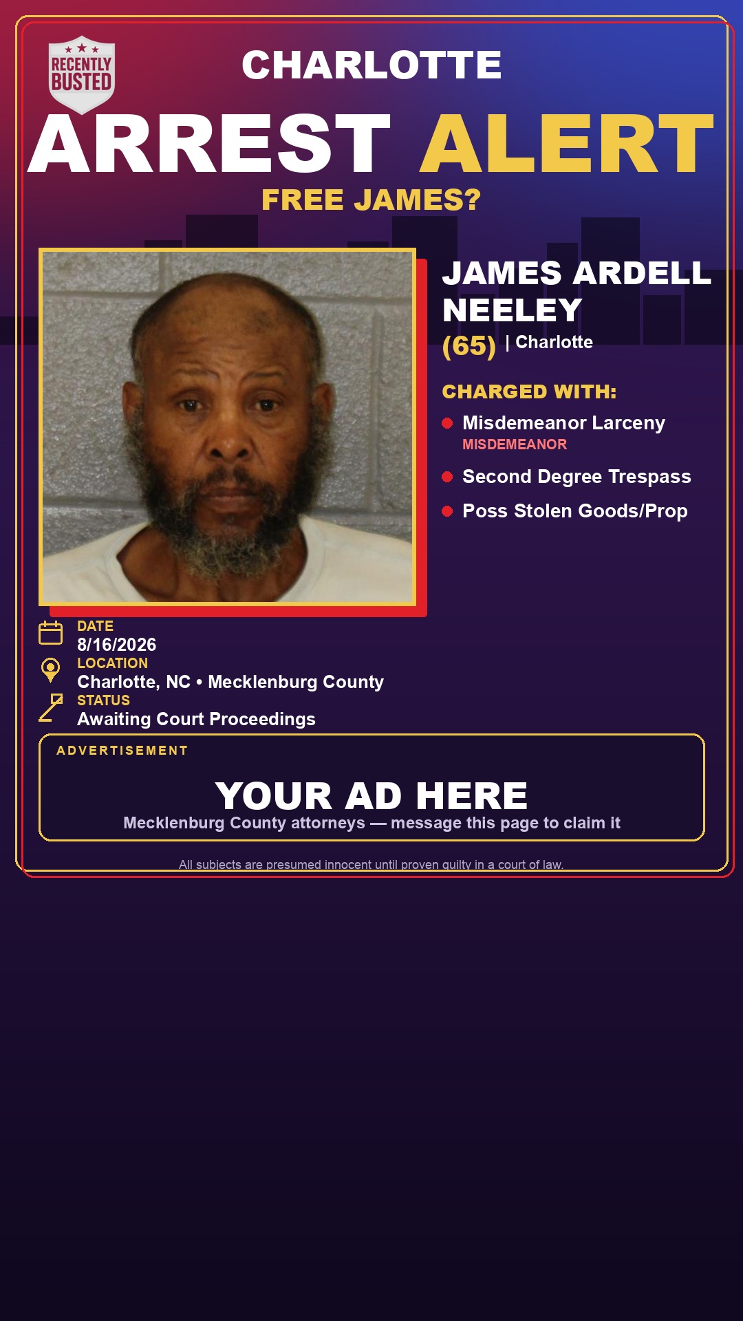Arrest report - JAMES ARDELL NEELEY