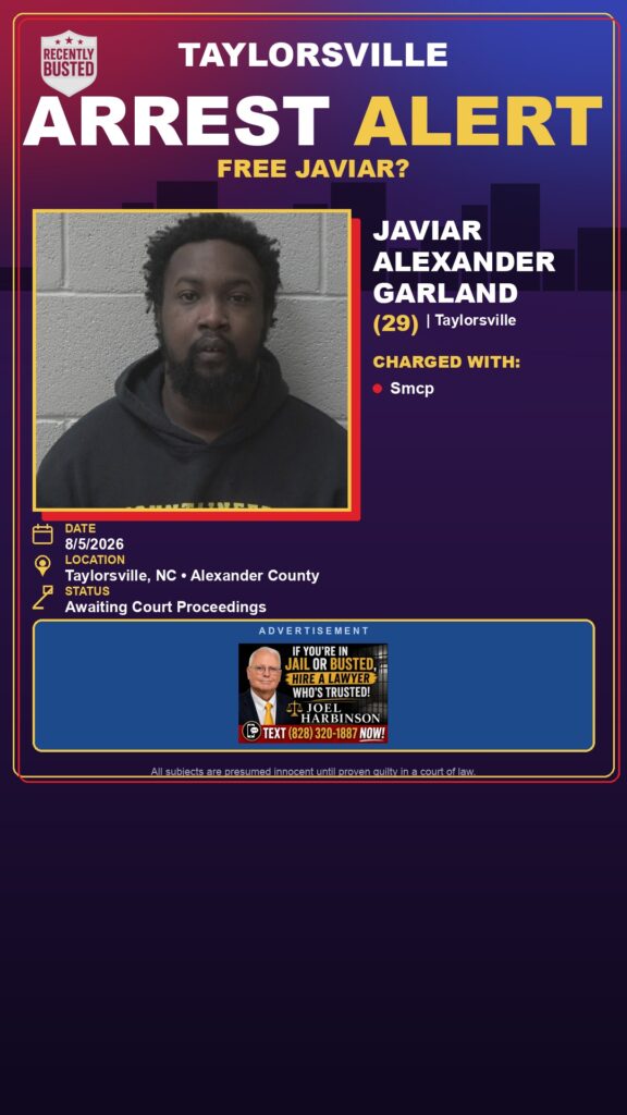 JAVIAR ALEXANDER GARLAND — arrest record card, Recently Busted