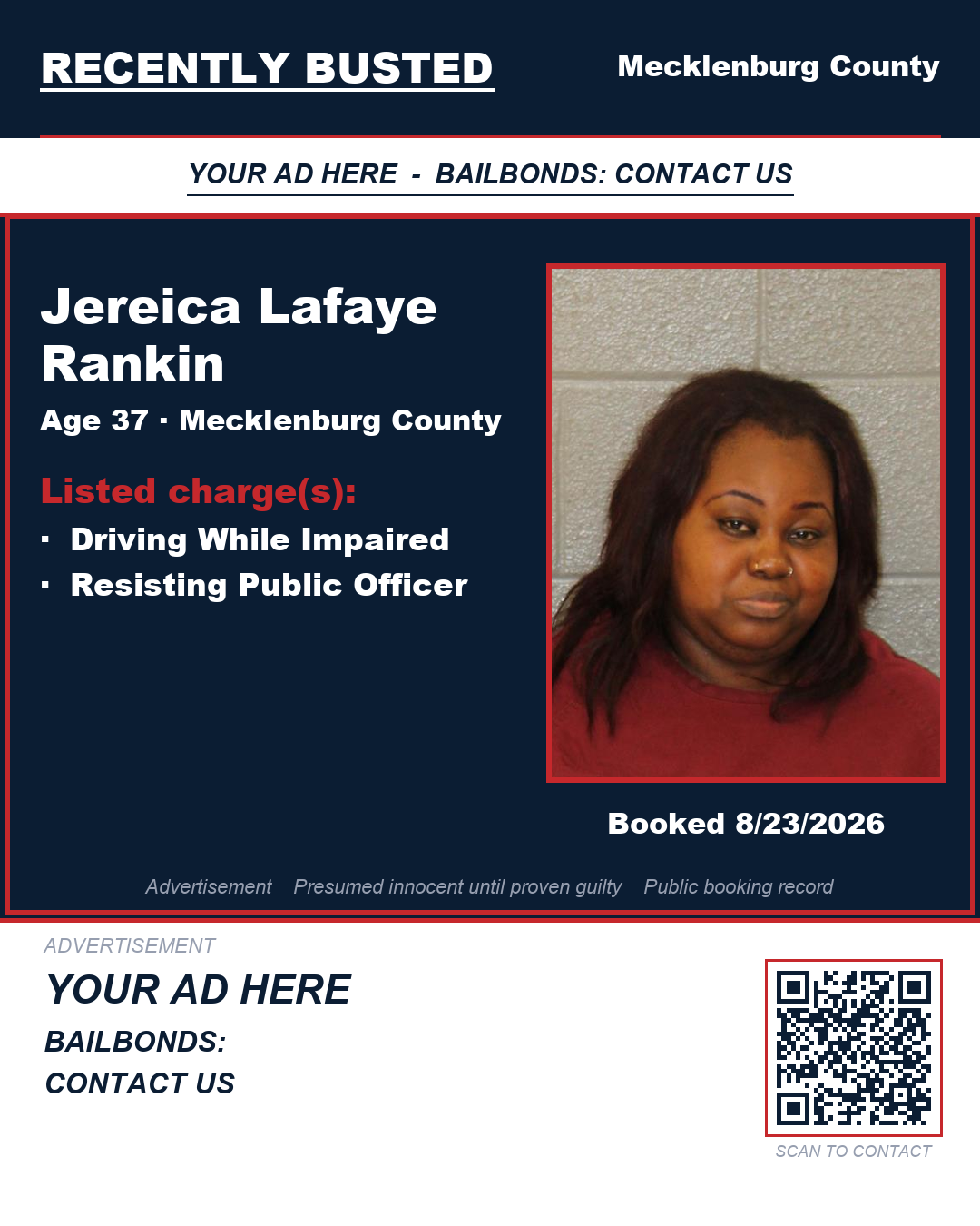 Arrest report - JEREICA LAFAYE RANKIN