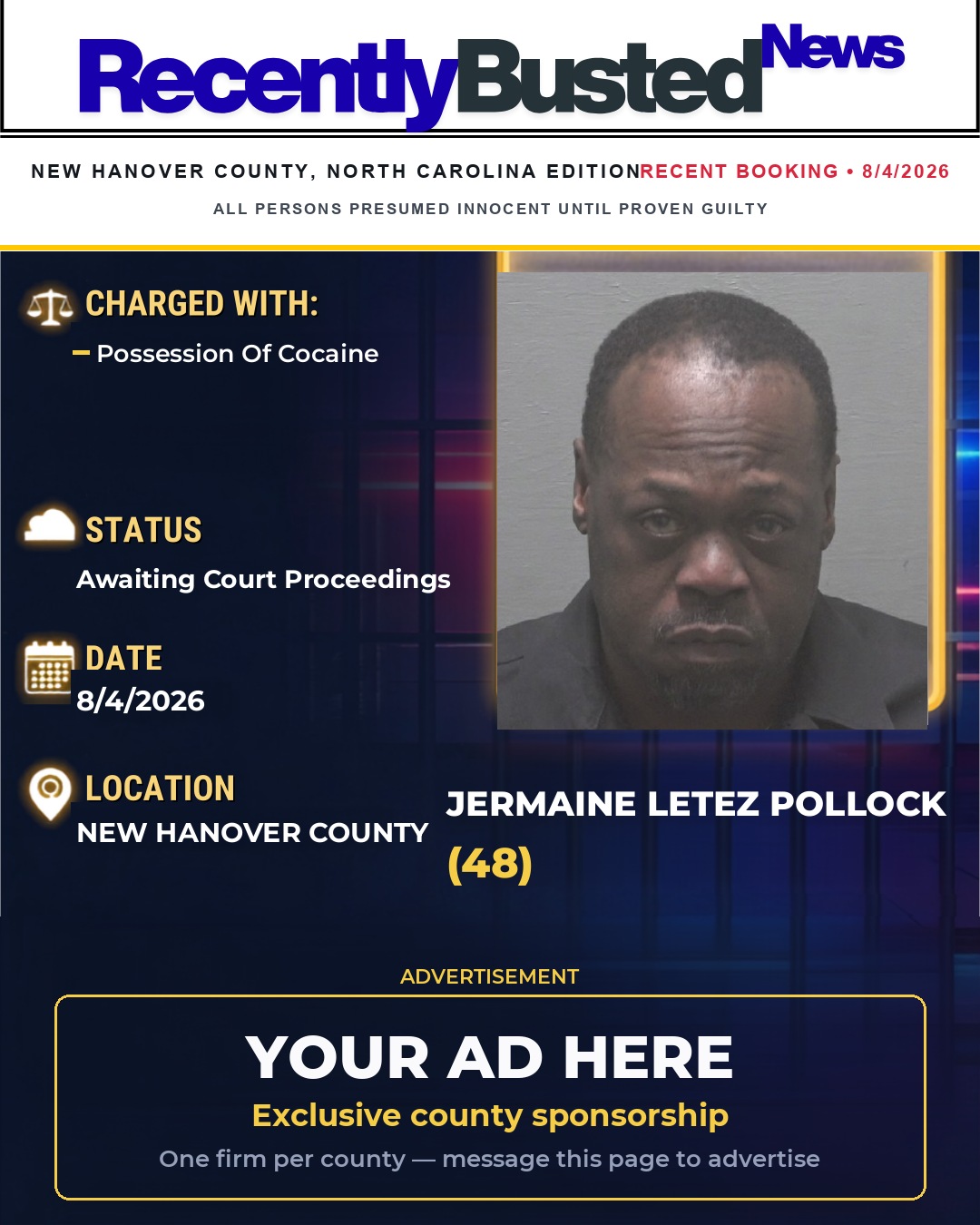 Arrest report - JERMAINE LETEZ POLLOCK