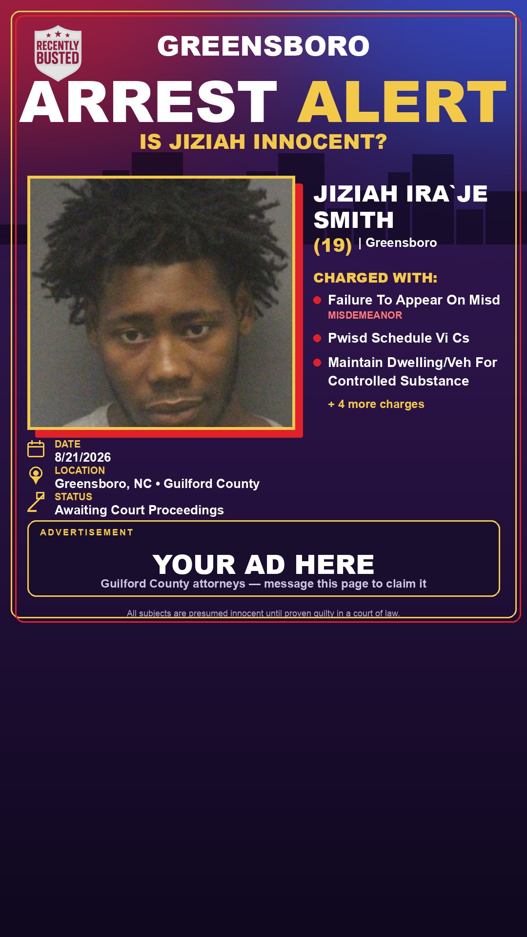 Arrest report - JIZIAH IRA`JE SMITH
