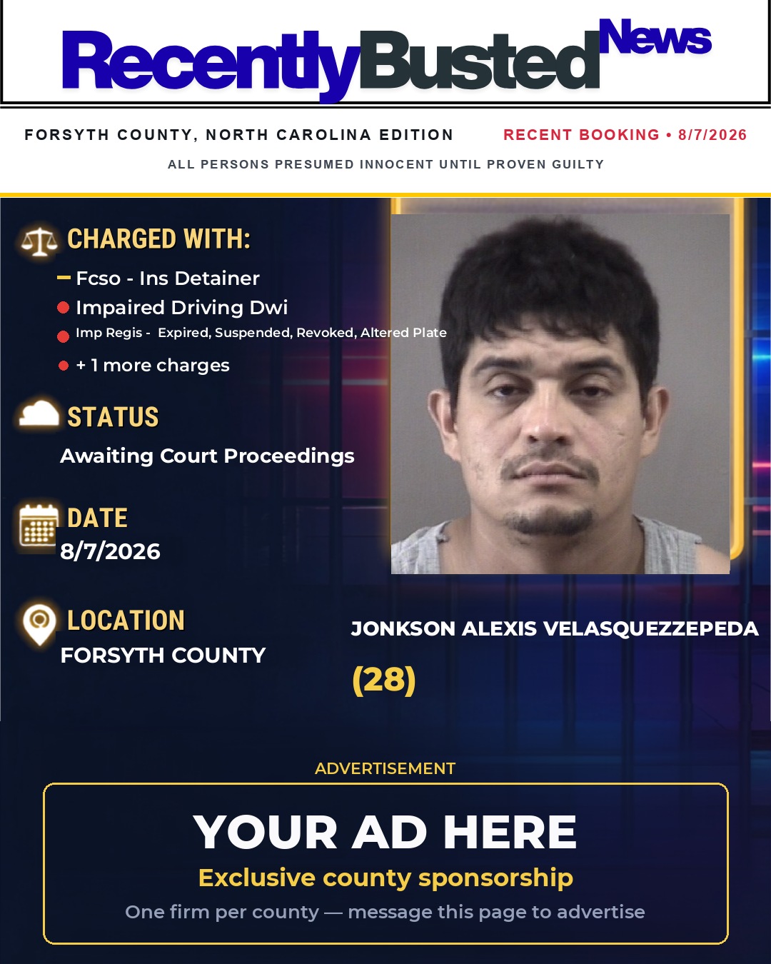 Arrest report - JONKSON ALEXIS VELASQUEZZEPEDA