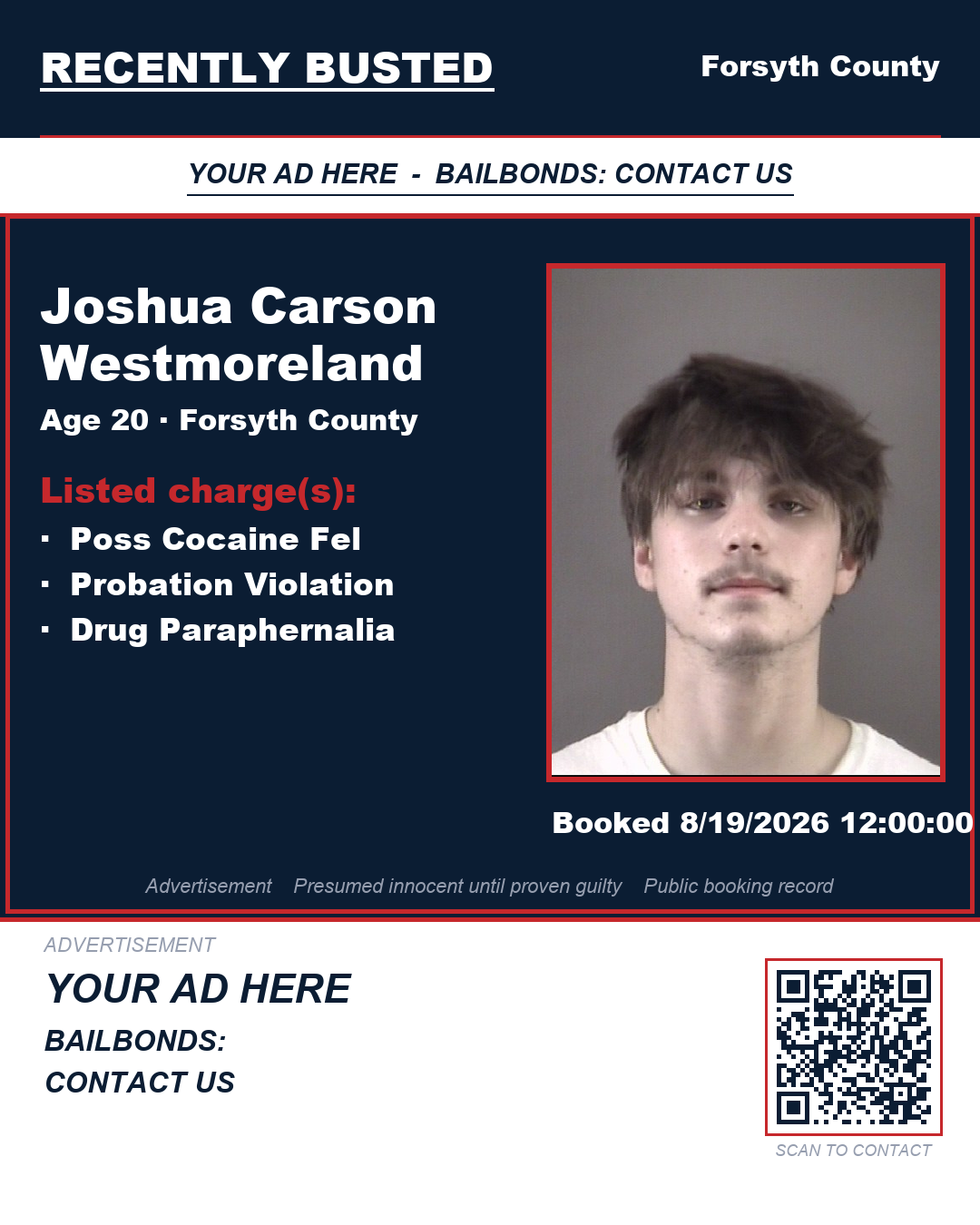 Arrest report - JOSHUA CARSON WESTMORELAND