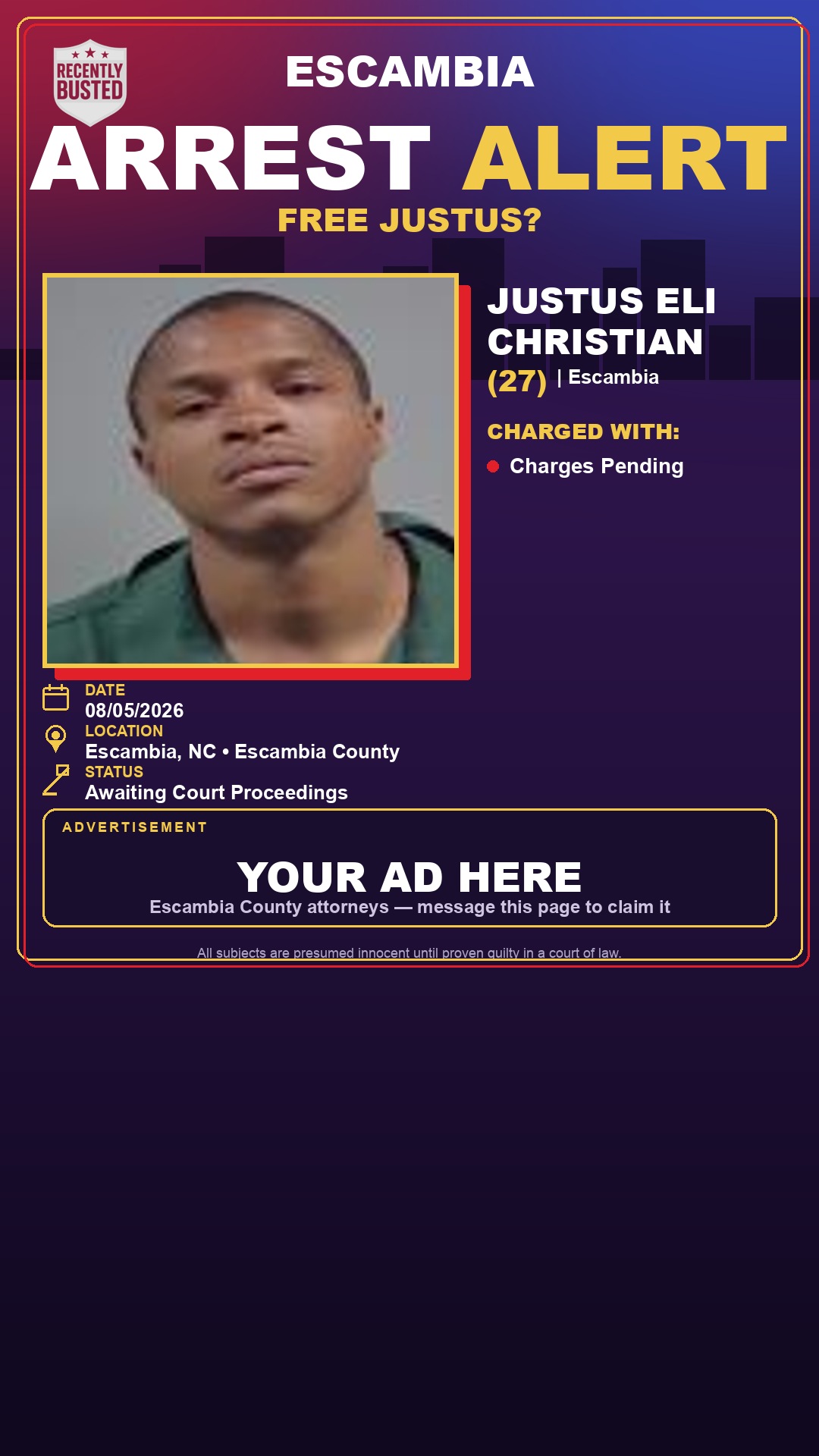 Arrest report - Justus Eli Christian