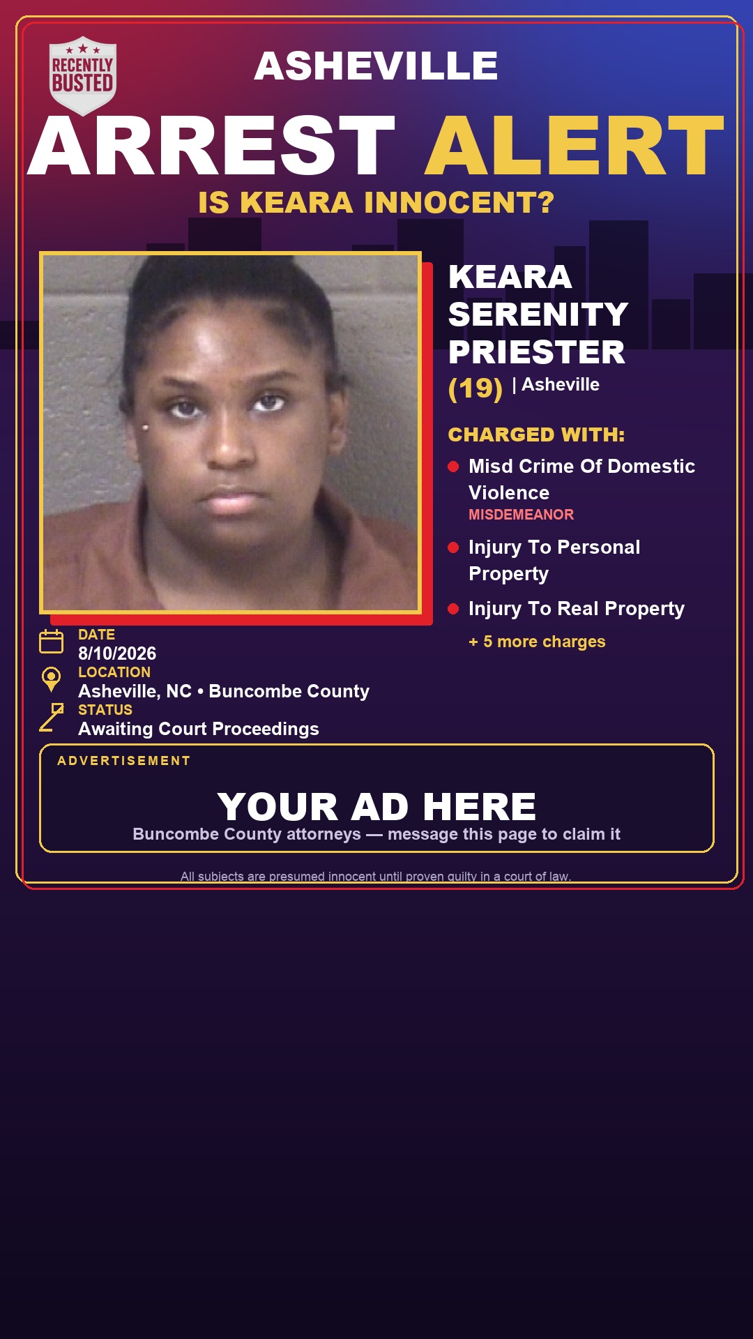 Arrest report - KEARA SERENITY PRIESTER