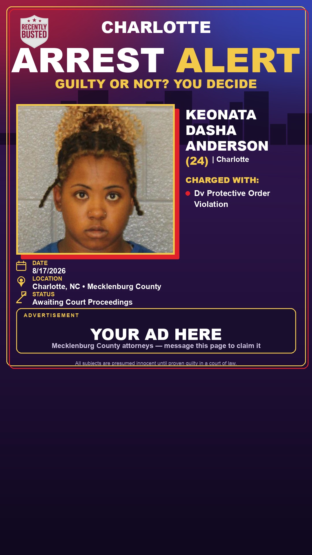 Arrest report - KEONATA DASHA ANDERSON