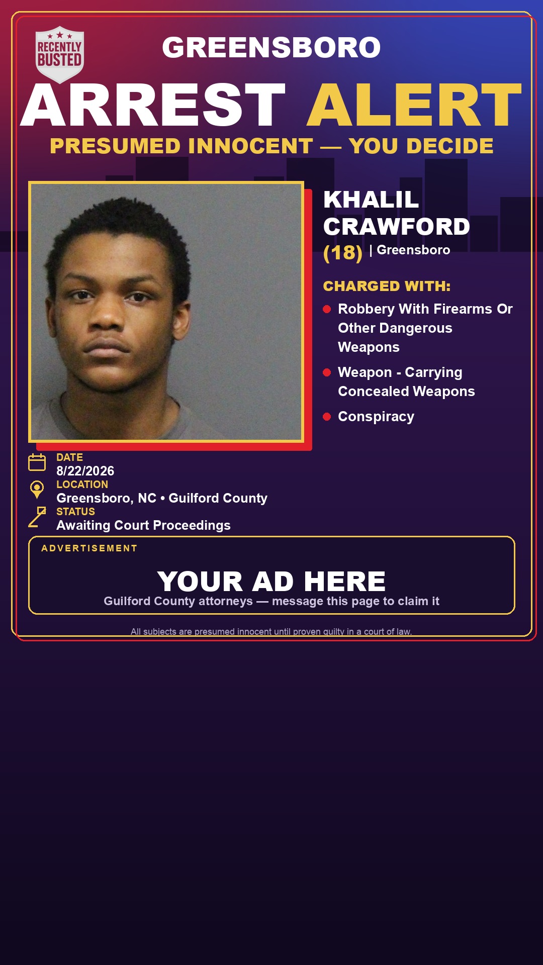 Arrest report - KHALIL CRAWFORD