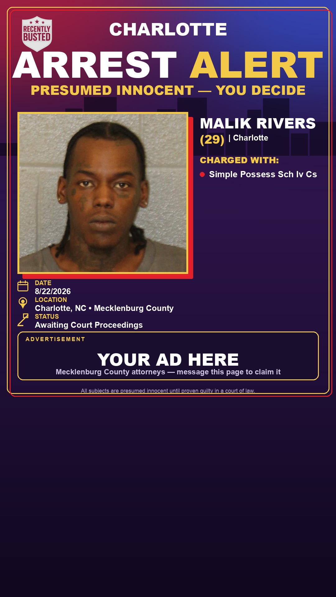 Arrest report - MALIK RIVERS