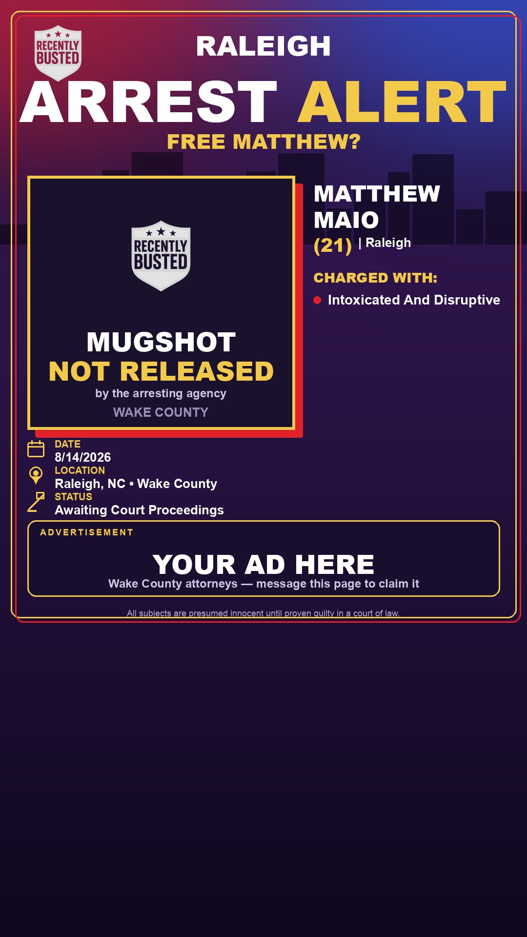 Arrest report - MATTHEW MAIO