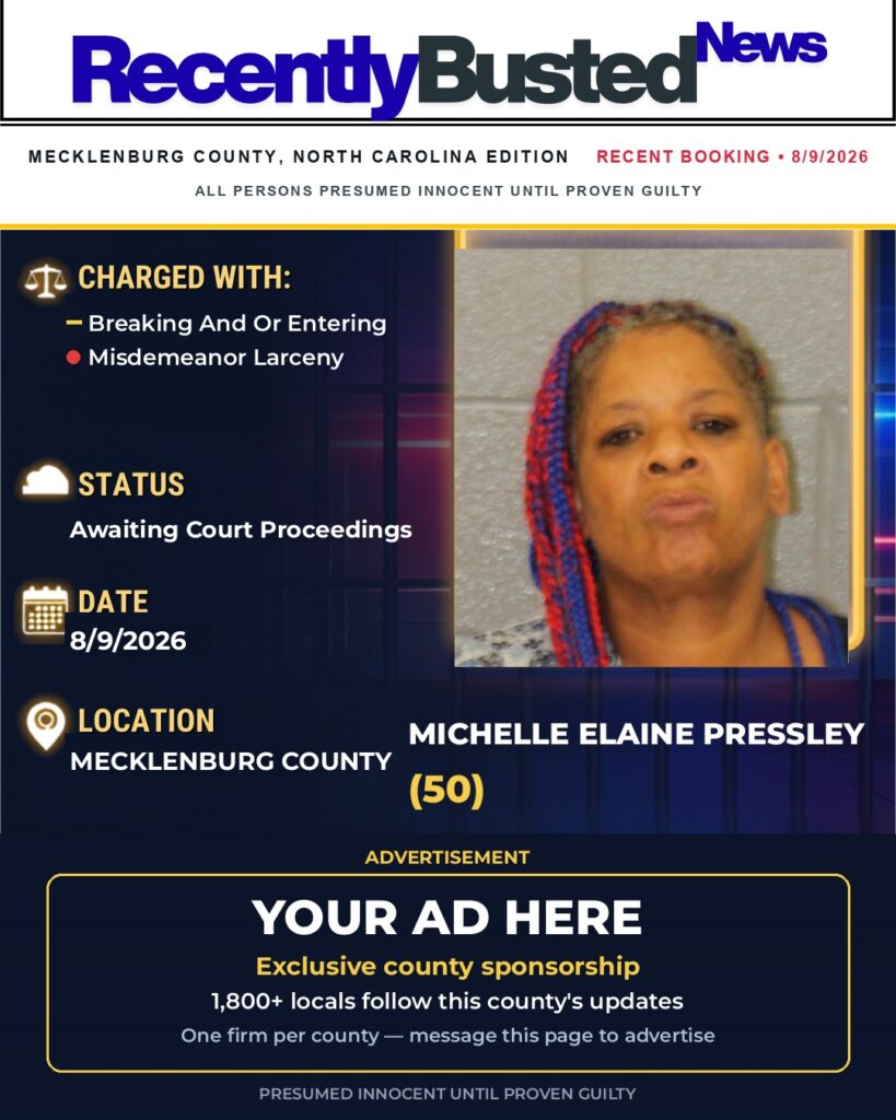 Arrest report — MICHELLE ELAINE PRESSLEY
