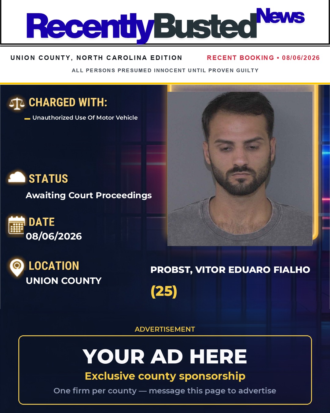 Arrest report - PROBST, VITOR EDUARO FIALHO