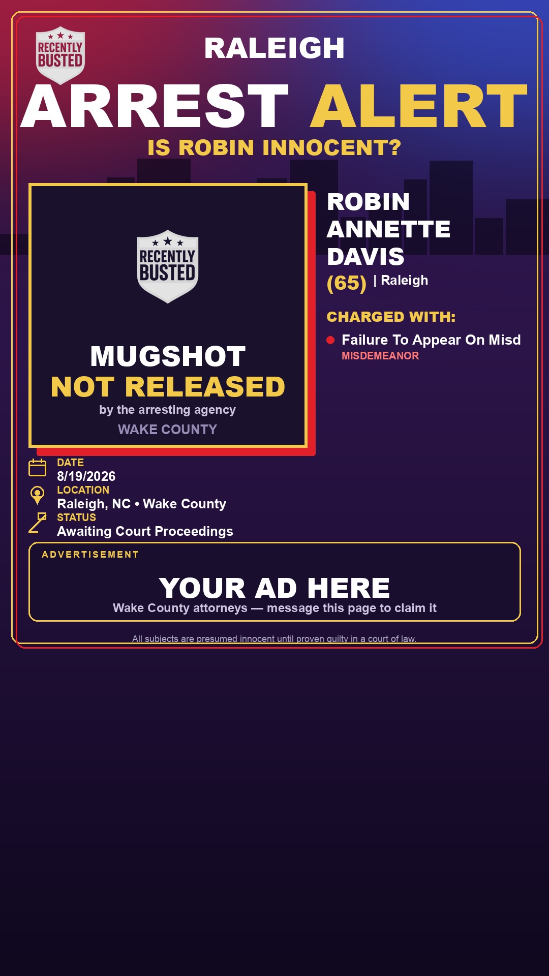 Arrest report - ROBIN ANNETTE DAVIS