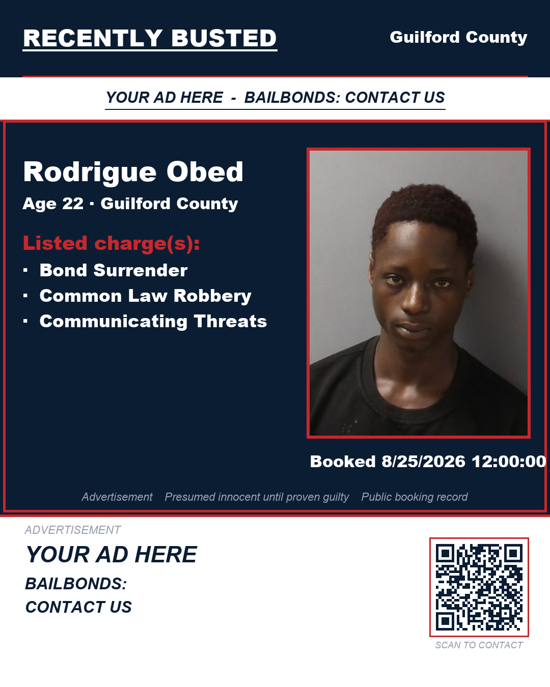 Arrest report - RODRIGUE OBED