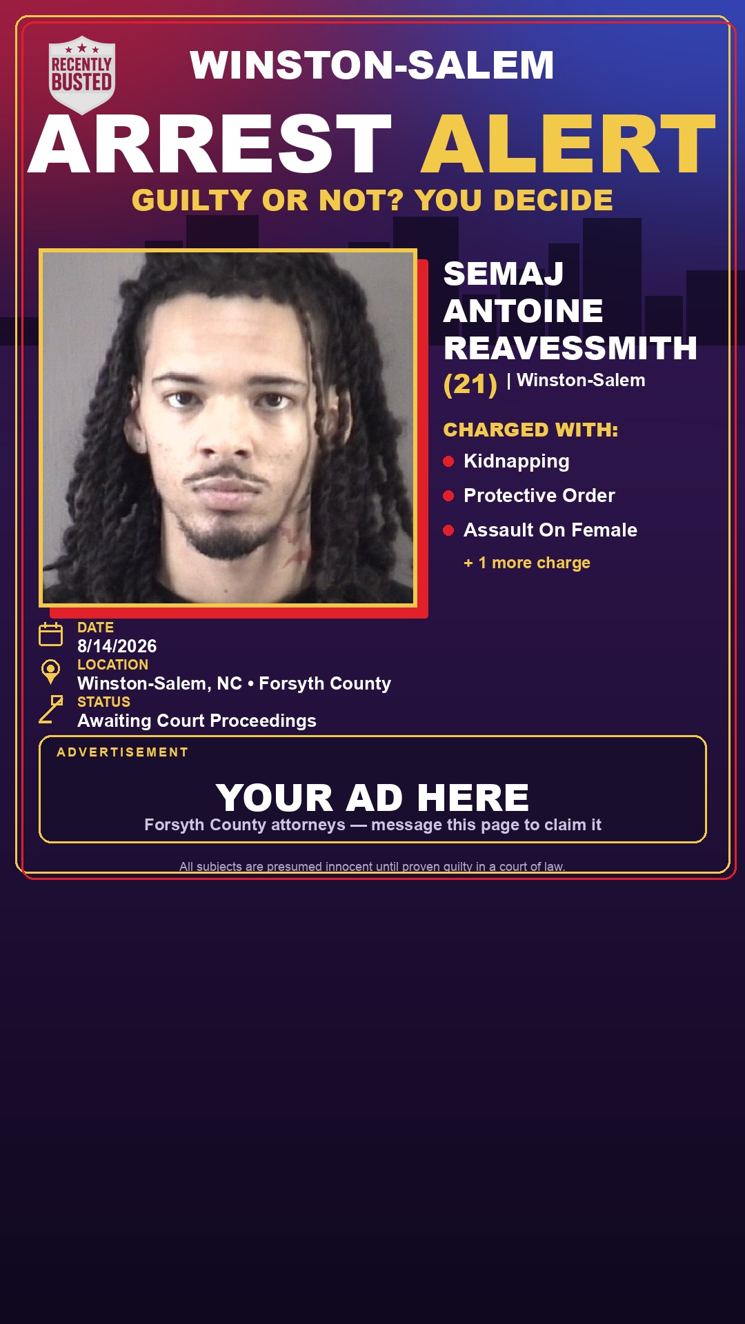 Arrest report - SEMAJ ANTOINE REAVESSMITH
