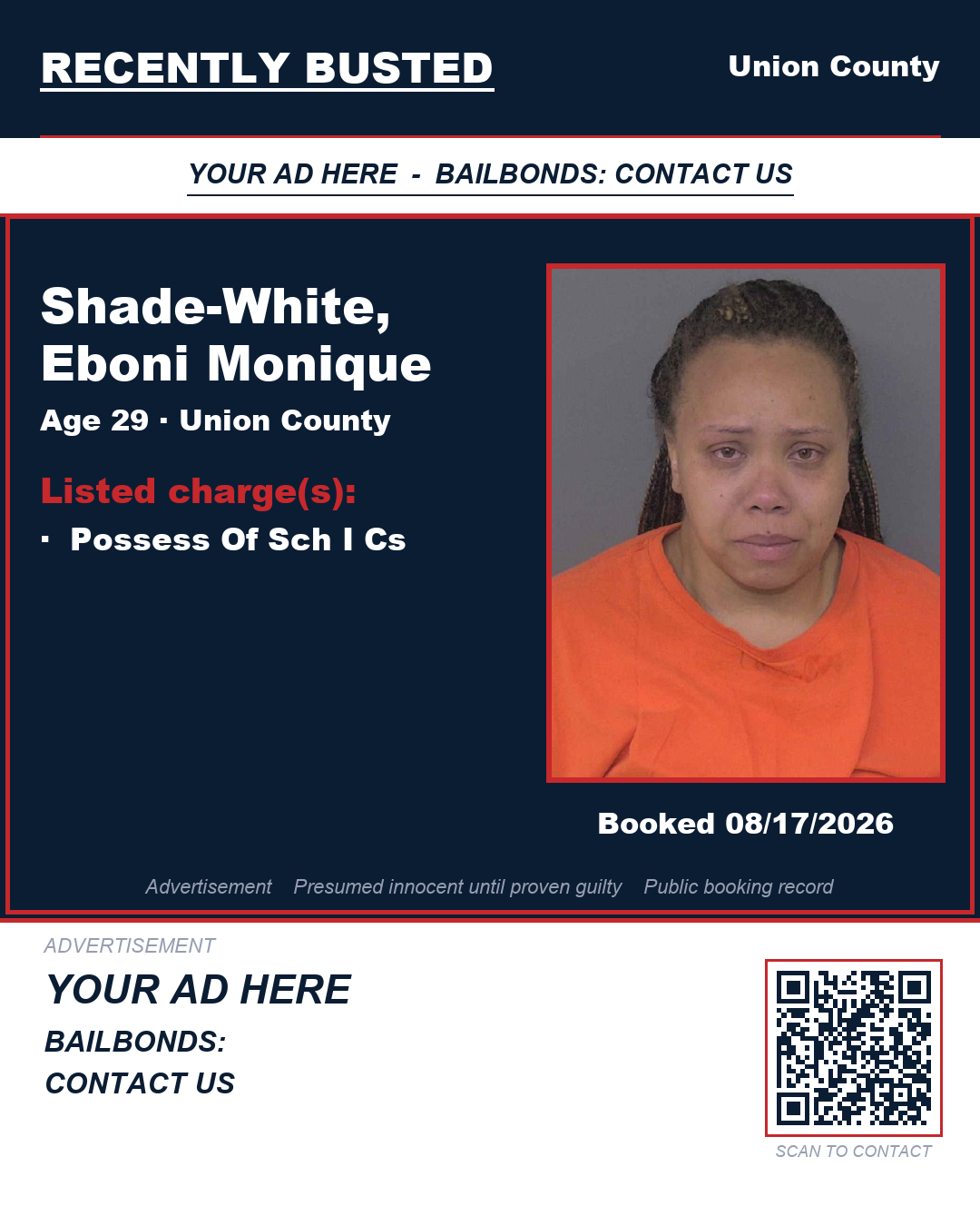 Arrest report - SHADE-WHITE, EBONI MONIQUE
