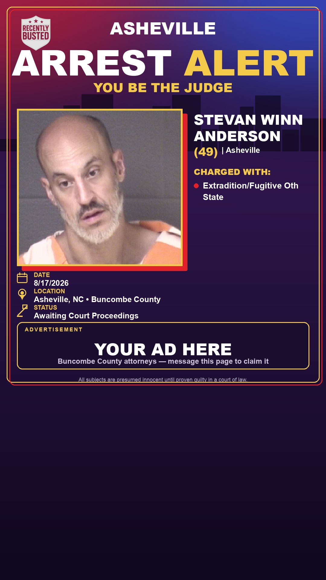 Arrest report - STEVAN WINN ANDERSON