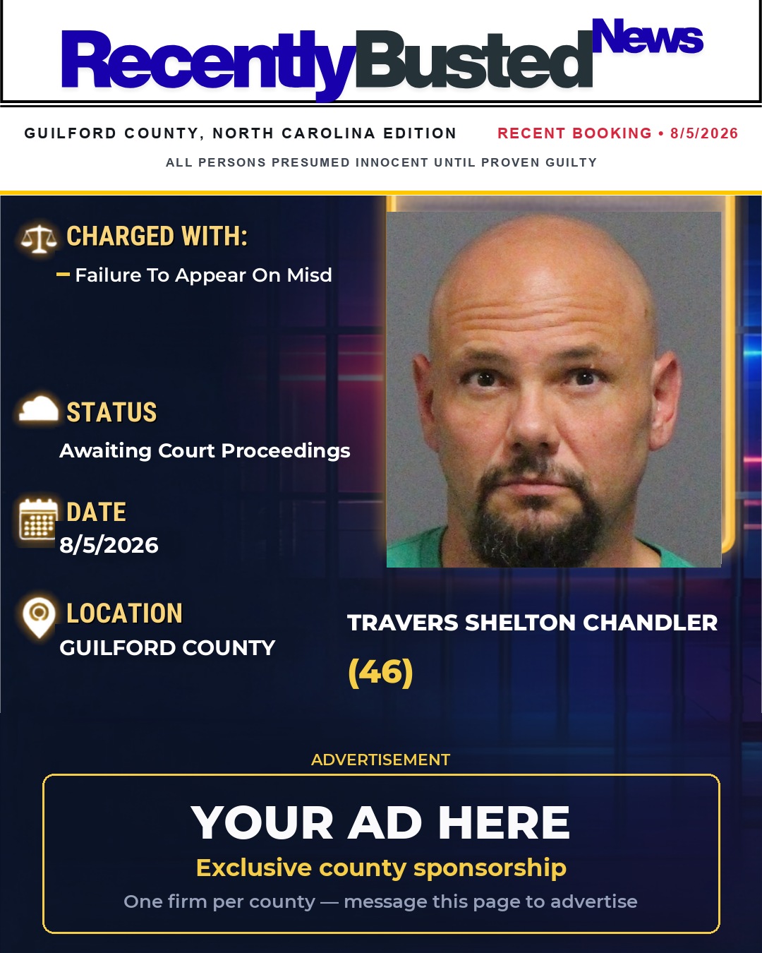 Arrest report - TRAVERS SHELTON CHANDLER
