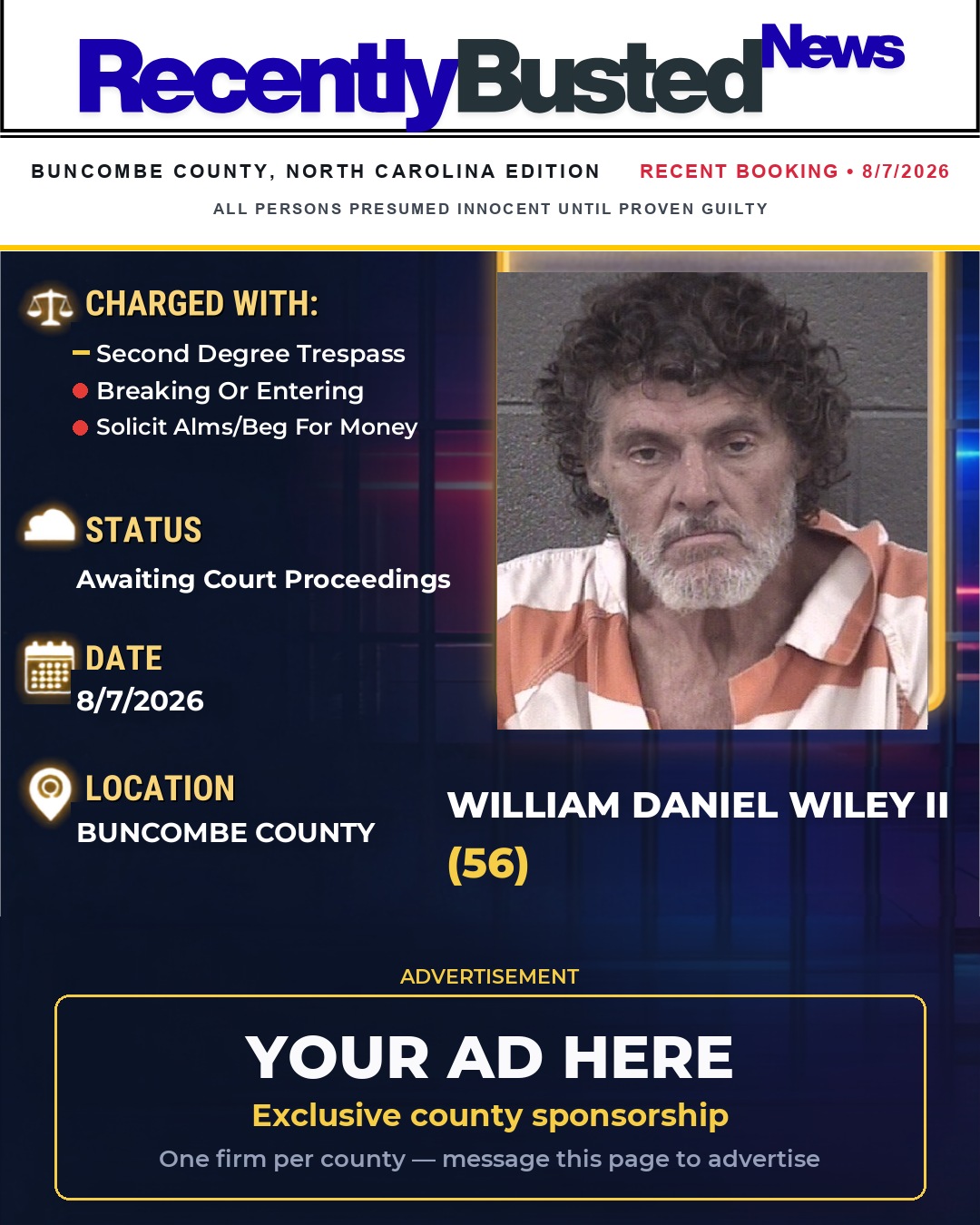 Arrest report - WILLIAM DANIEL WILEY II