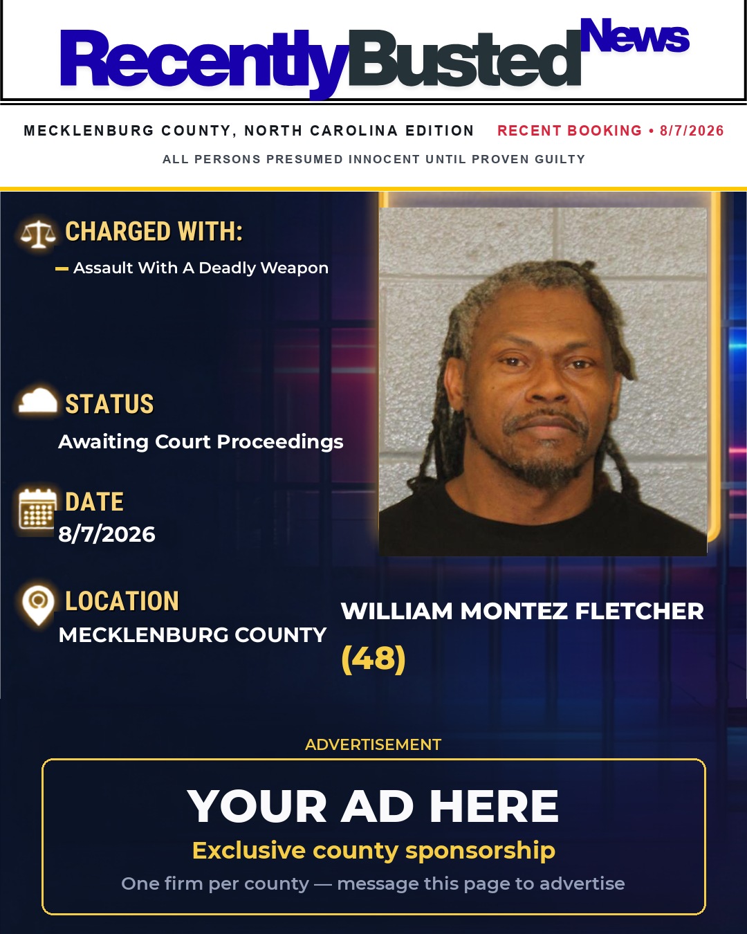 Arrest report - WILLIAM MONTEZ FLETCHER