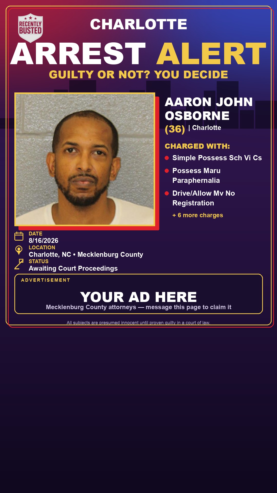 Arrest report - AARON JOHN OSBORNE
