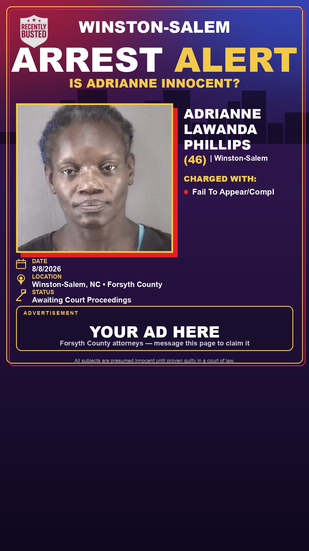 Arrest report - ADRIANNE LAWANDA PHILLIPS