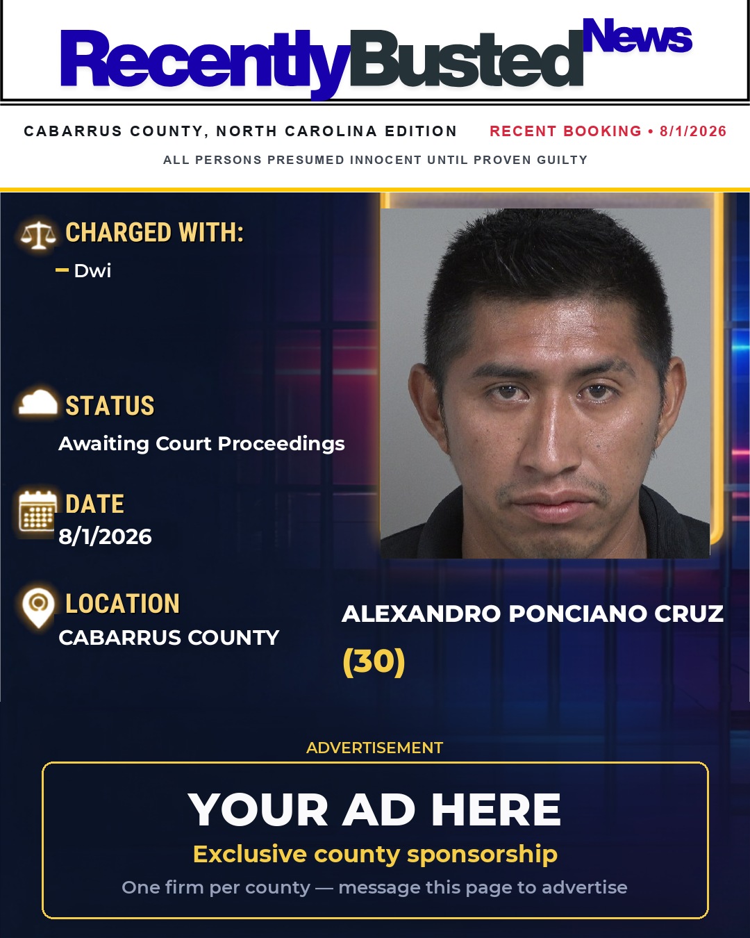 Arrest report - ALEXANDRO PONCIANO CRUZ