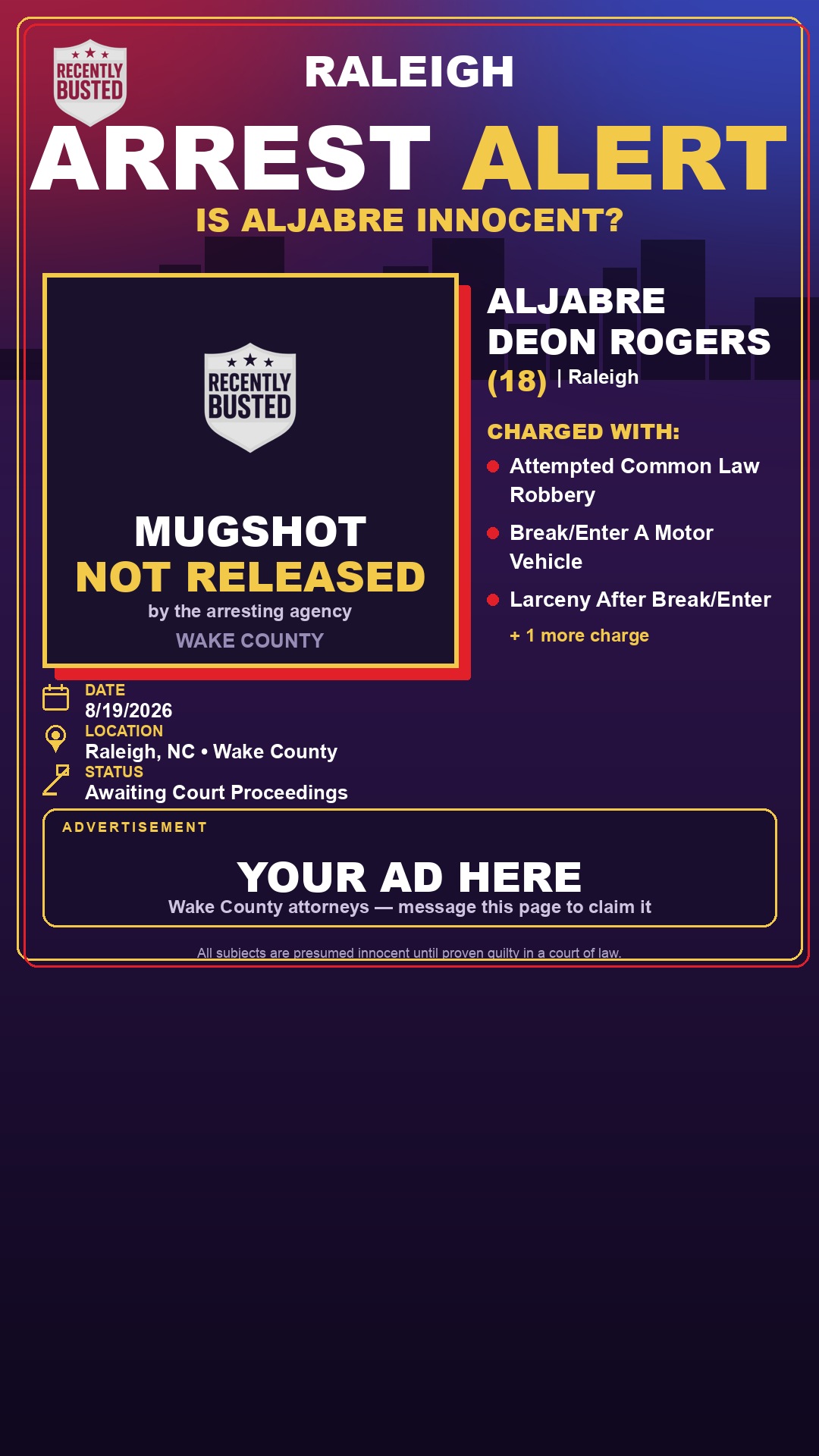 Arrest report - ALJABRE DEON ROGERS