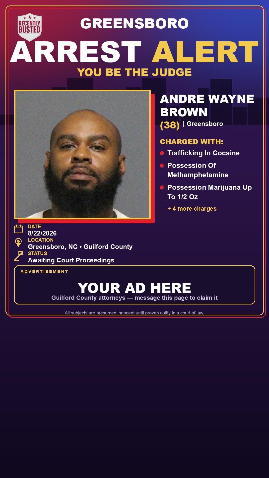 Arrest report - ANDRE WAYNE BROWN