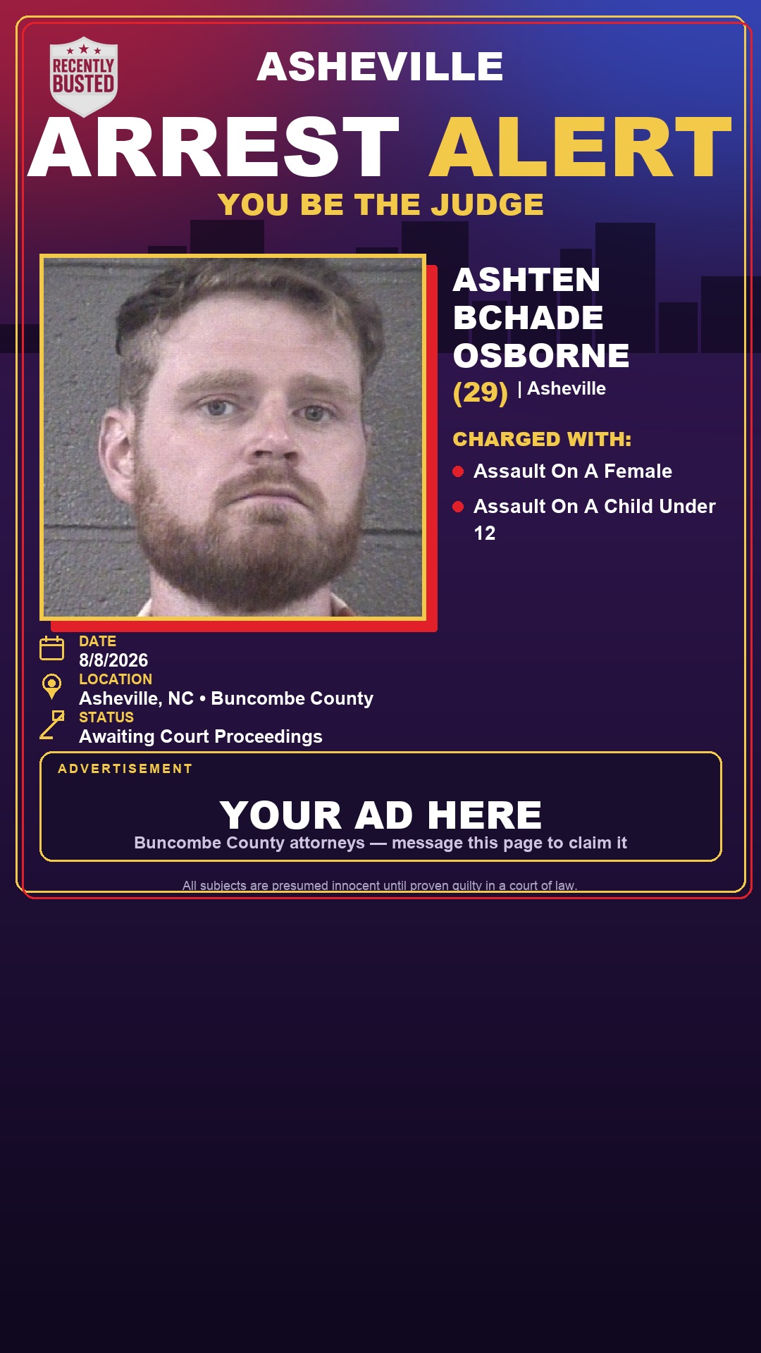 Arrest report - ASHTEN BCHADE OSBORNE