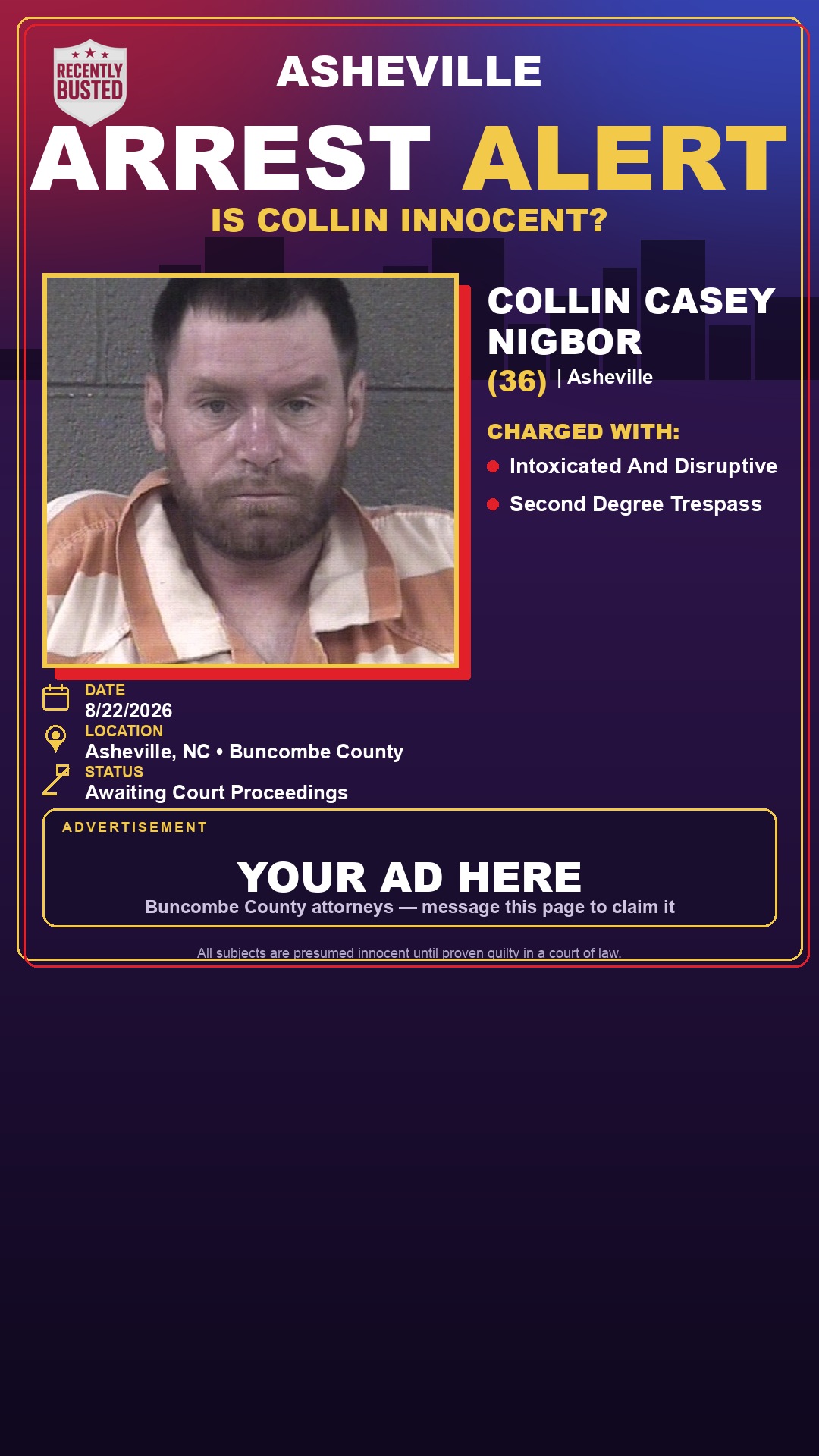 Arrest report - COLLIN CASEY NIGBOR