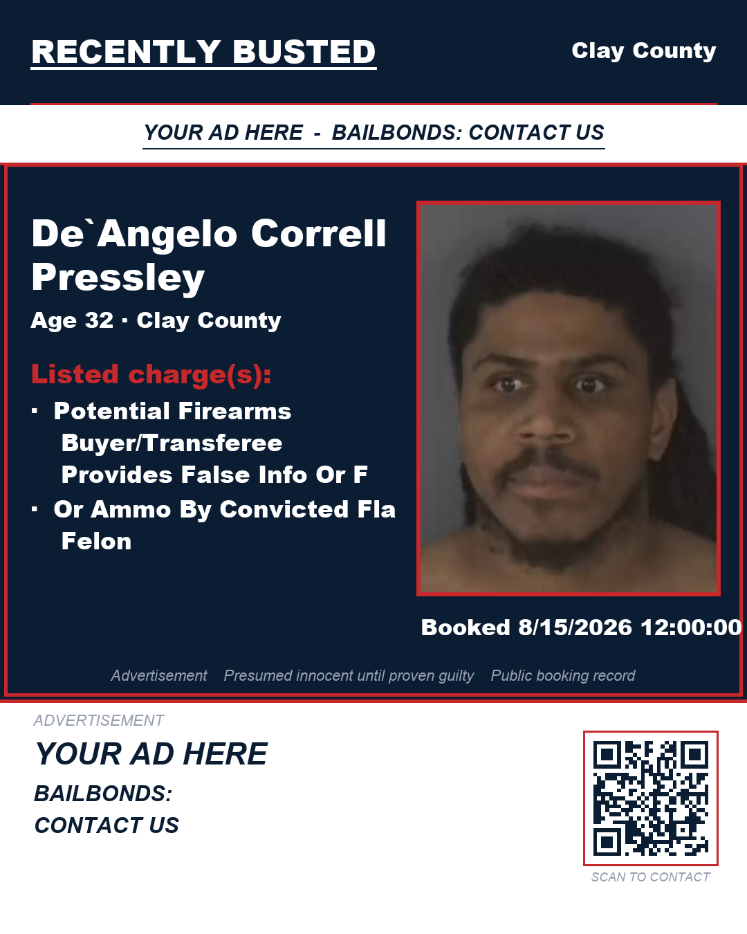 Arrest report - DE`ANGELO CORRELL PRESSLEY