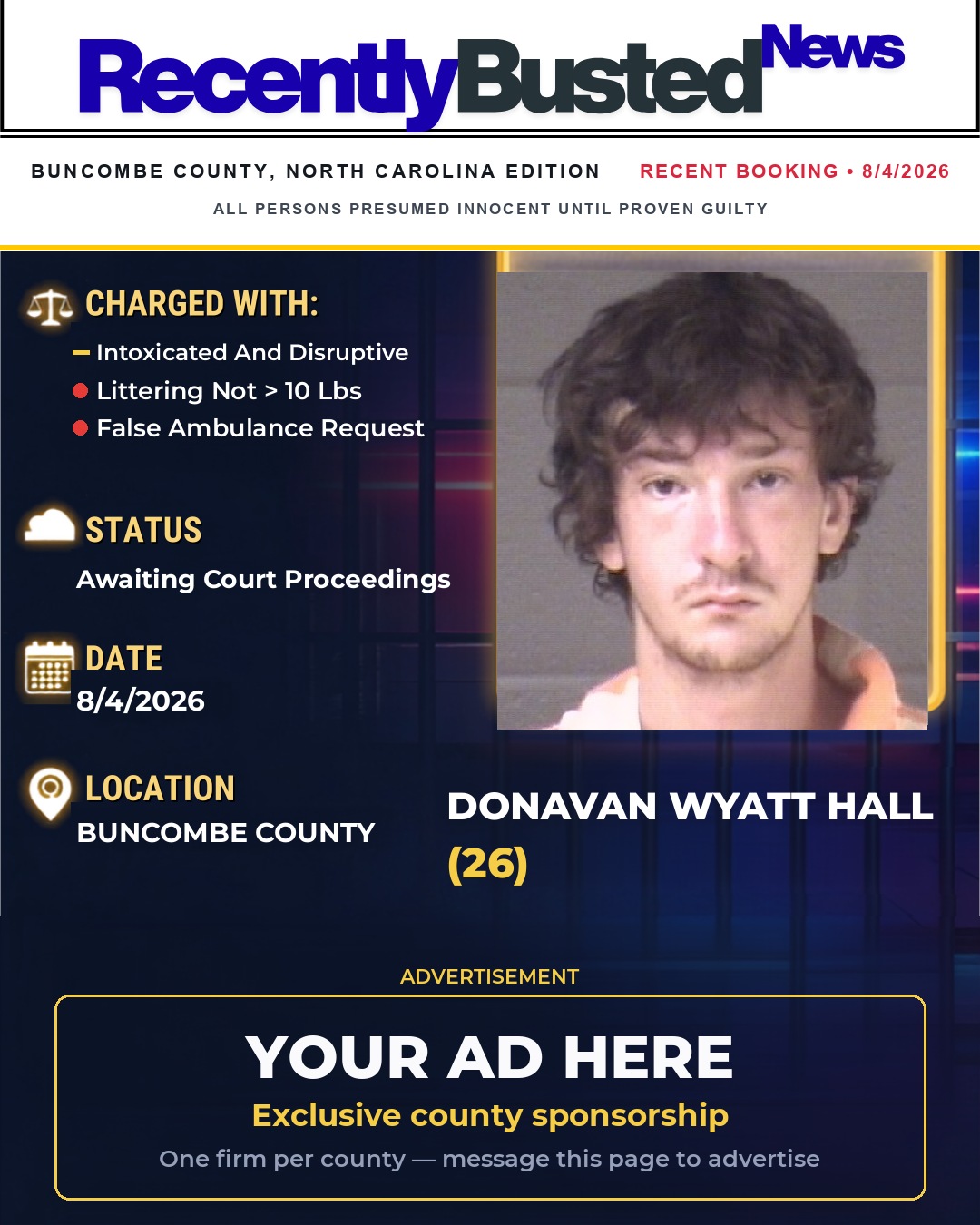 Arrest report - DONAVAN WYATT HALL