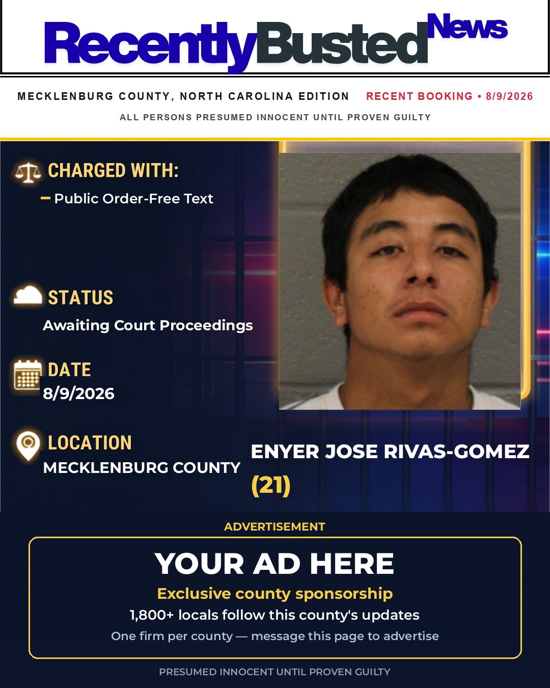 Arrest report - ENYER JOSE RIVAS-GOMEZ