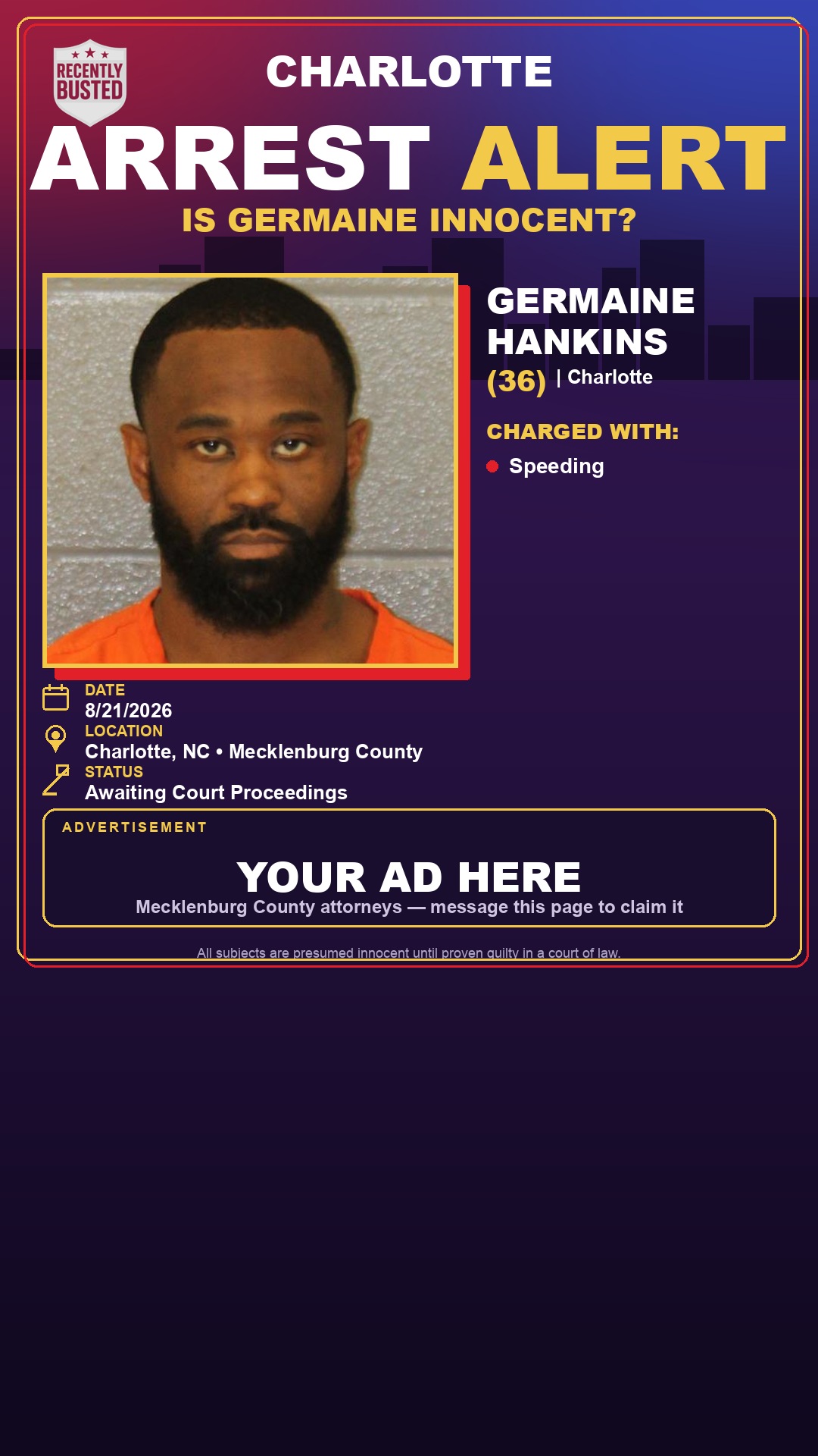 Arrest report - GERMAINE HANKINS