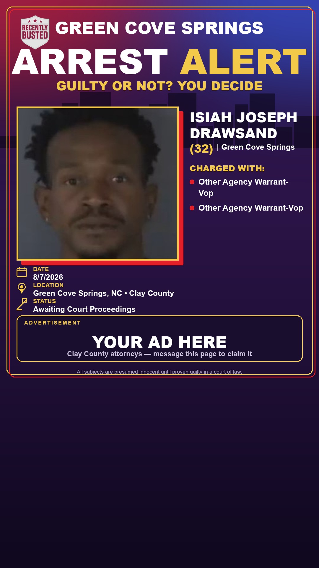 Arrest report - ISIAH JOSEPH DRAWSAND