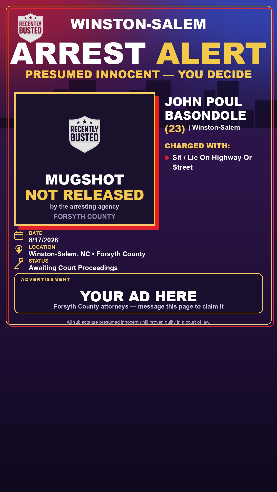 Arrest report - JOHN POUL BASONDOLE