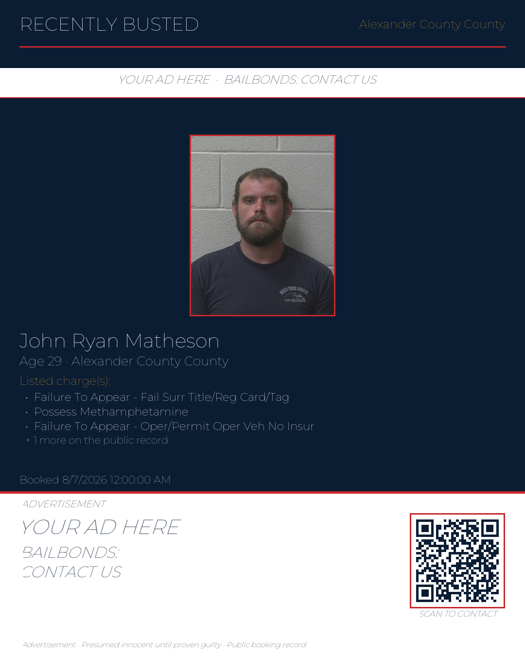Arrest report - JOHN RYAN MATHESON