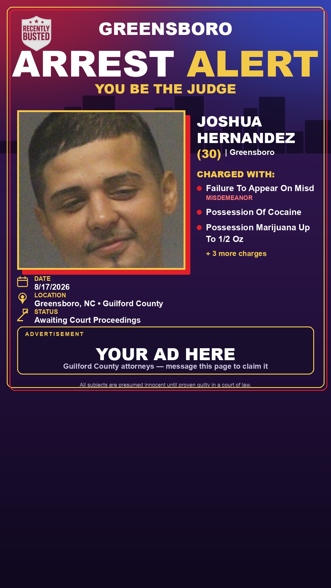 Arrest report - JOSHUA HERNANDEZ