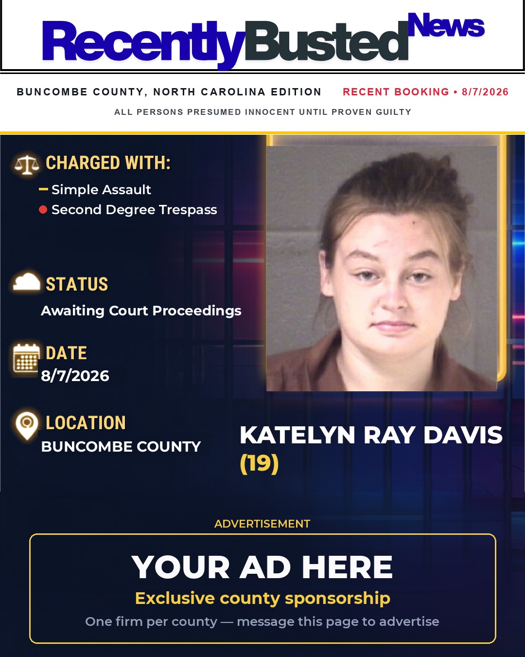 Arrest report - KATELYN RAY DAVIS