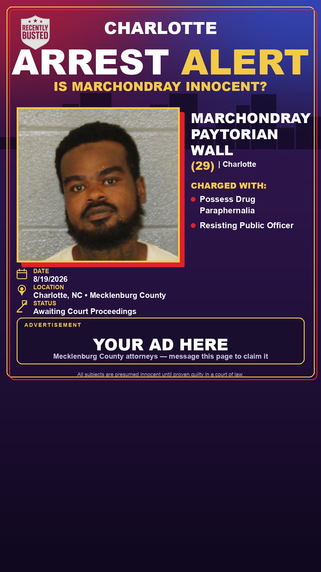 Arrest report - MARCHONDRAY PAYTORIAN WALL